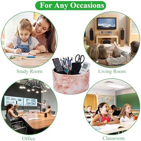Remote Control Holder, 360°Spinning PU Leather Desk TV Remote Caddy,Desk Stor...