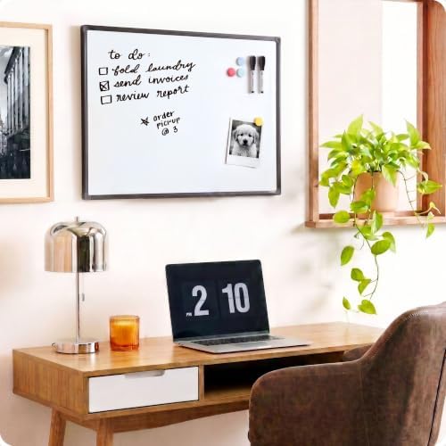 U Brands 24" x 36" Magnetic White Board with Markers, Black Metal F...
