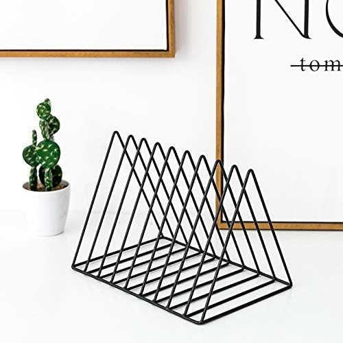 Sooyee 9 Slot Black Magazine Holder, Desktop File Sorter Organizer Triangle - Image 5