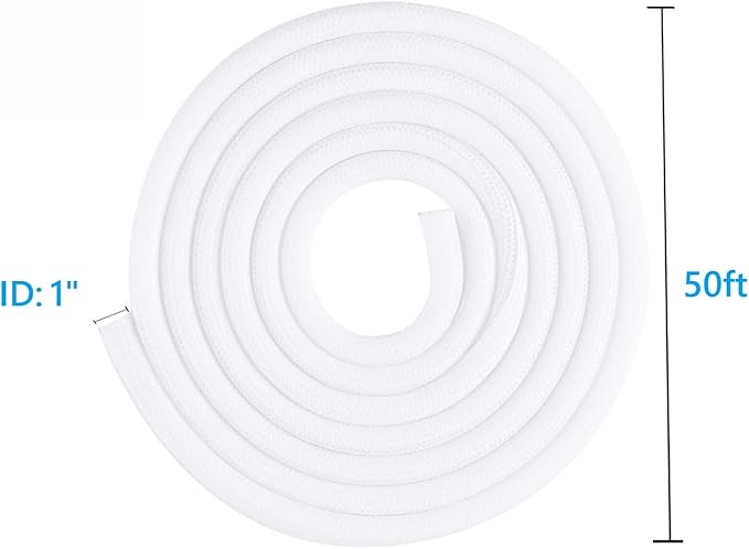 QCSIW 50ft 1 Inch White Cable Sleeve – Split Wire Loom Tubing Cord Protector – - Image 8