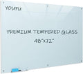 Magnetic Glass Writeboard 72"x48" Premium Tempered Dry Erase Boards Wall by YoupuStationery