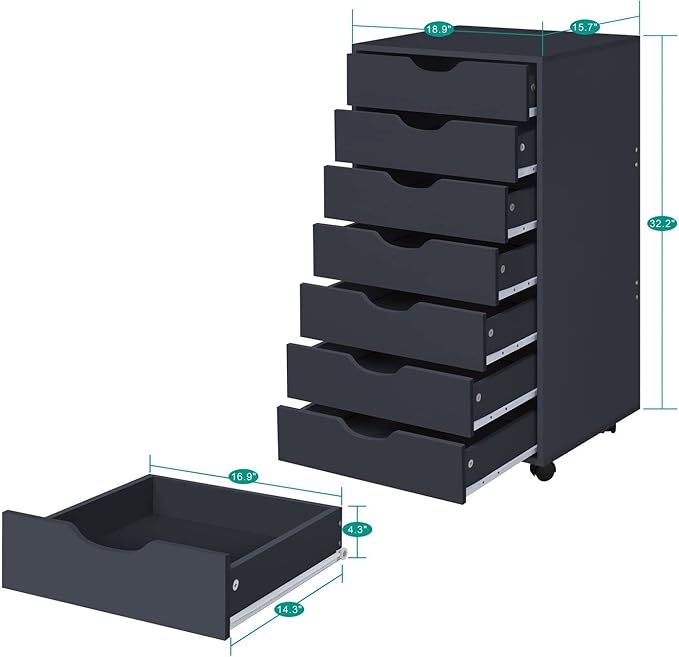 Naomi Home Debbie 7-Drawer Craft & Office Storage Cabinet, Spacious - Image 2