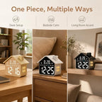 gdq house-shaped led digital alarm clock with night, front angle view