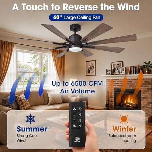 60 inch ceiling fan with light and remote on a desk or shelf