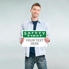 Custom OSHA Style Safety First Sign 12" x 18" Plastic Sign, Customizable "Your - Image 2