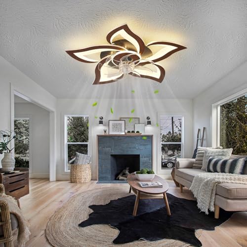 flower modern ceiling fans with lights, low profile, close-up detail