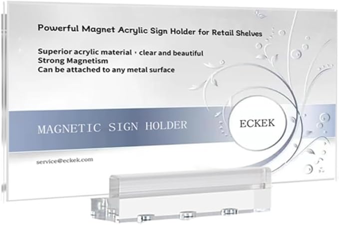 ECKEK Magnetic Sign Holder Grip Holder, Powerful Magnet, Acrylic Sign Holder by ECKEK