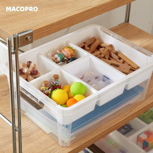 macopro 17qt clear plastic box craft storage bin showing dimensions