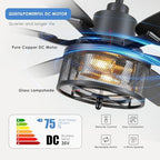 hounberi 52 inch farmhouse ceiling fan with light, side view