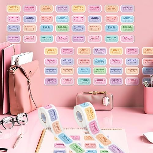2 Rolls Vinyl Ticket Design Self Adhesive Library Decals Sticker | Waterproof Book Ticket for Laptop Water Bottle Journal Scrapbook Reading Log Reward Chart Classroom Bulletin Board Gift