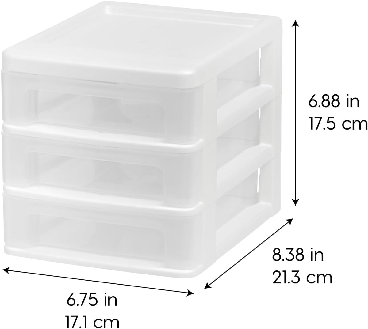 IRIS USA 2-Pack, 3-Drawer Small Plastic Stacking Desktop Organizer, White