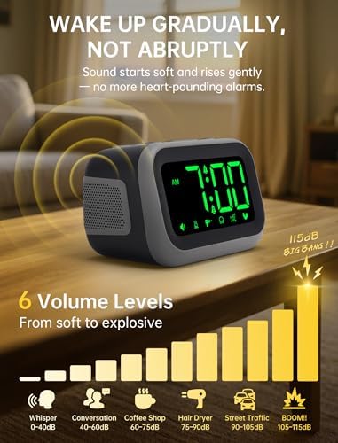 acedeck super loud alarm clock: 115db wake-up power, front angle view