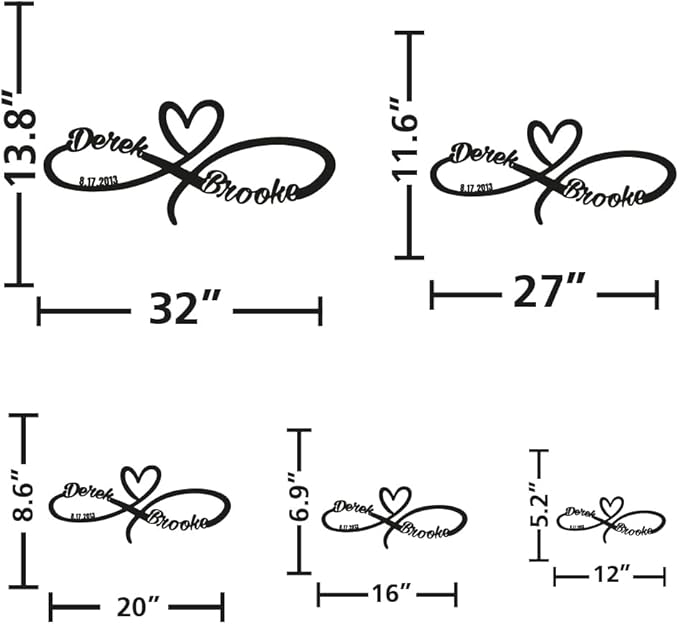 Personalized Valentines Metal Wall Sign, Custom Infinity Heart Love Couple Name - Image 4