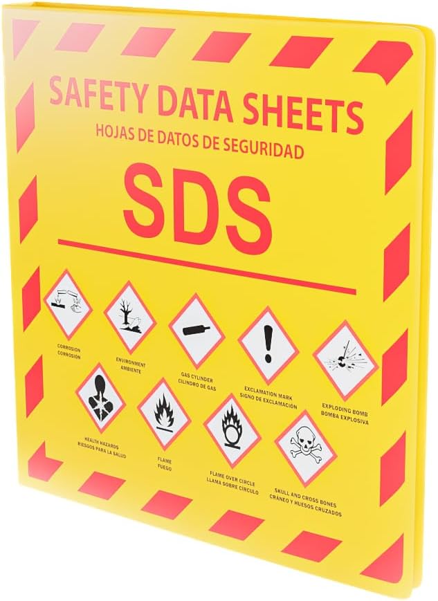 (YS), 1 Pack, SDS Binder - 2024 Requirements, Heavy Duty 1.5 Inch, 3 Ring Safety Data Sheet SDS Binder