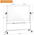 VIZ-PRO Double-Sided Mobile Whiteboard, 60 x 48 Inches, Magnetic Rolling Dry - Image 2