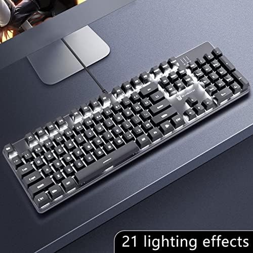 Qisan 104 Mechanical Keyboard for Gaming | Large Size USB White Backlit Gamin...