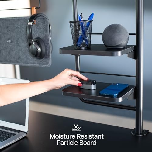 VIVO Black Clamp-on 38 inch Desktop Shelving System, DESK-SHELF38A