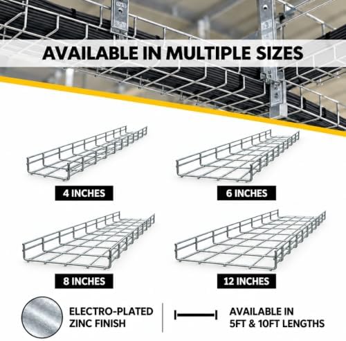 Quest Manufacturing Wire Mesh Cable Tray, 10ft x 12in W x 2in H, 30 Pack