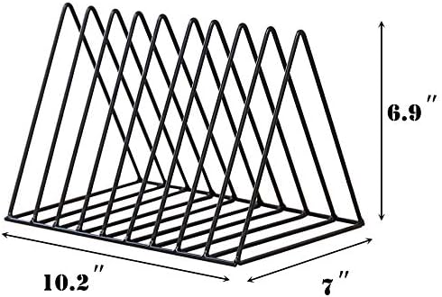 Sooyee 9 Slot Black Magazine Holder, Desktop File Sorter Organizer Triangle - Image 6