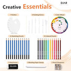 djar 87 pcs acrylic paint set with tabletop showing dimensions