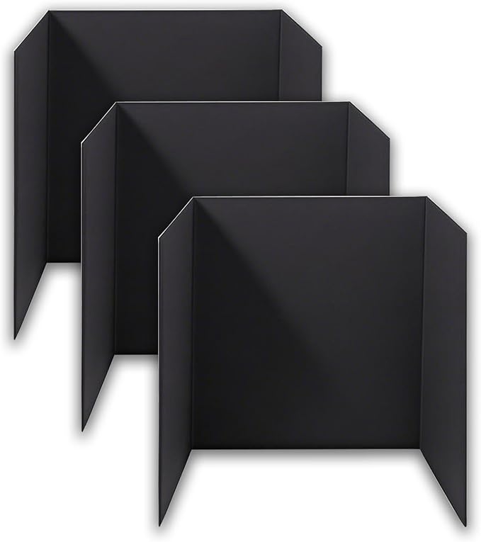3-Pack Black Trifold Display Boards, 24 x 16 Inches Tri-Fold Corrugated by LonlyEagle