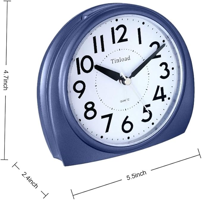 Tinload 5.5" Large Analog Alarm Clock Silent Non Ticking, Gentle Wake, Beep - Image 3