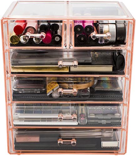Sorbus 6-Drawer Makeup Organizer with Small & Wide Drawers (Pink)