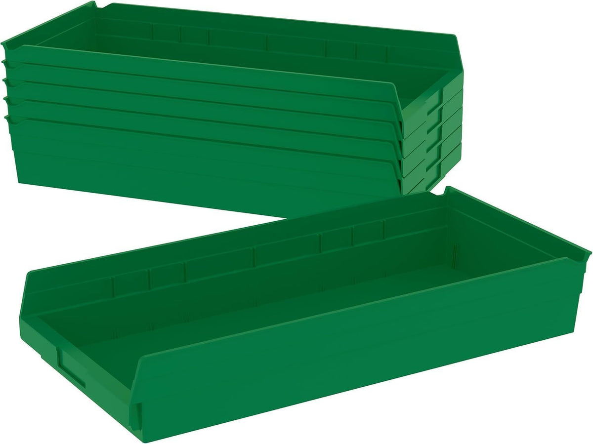 Akro-Mils 30174 Heavy Duty Plastic Shelf Bins, 24"x 11"x 4", G...