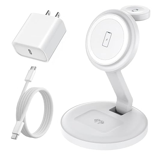 Charging Station for Apple Magnetic Wireless iPhone Mag-Safe Charger, 15W 3in1 by Unknown