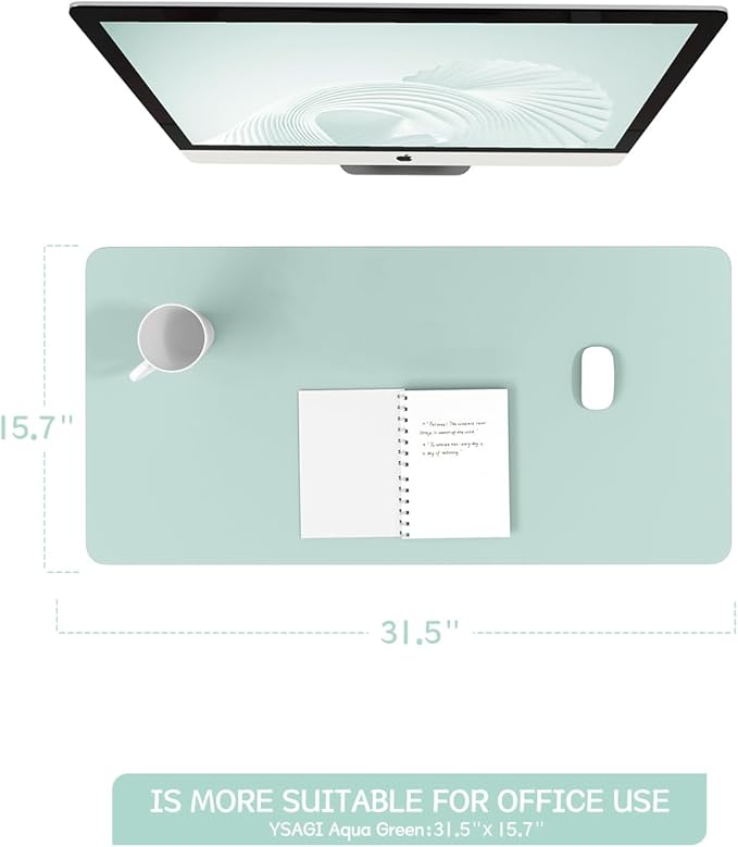 YSAGi Non-Slip Leather Desk Pad, Waterproof Laptop Computer Desk Keyboard Mat - Image 2