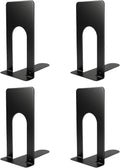 Book Ends for Shelves, 4 Pack Metal Bookends, Compact Book Stopper for Small Books, CDs, Vinyl Records, Desk & Classroom Organizer, 3.9x2.8x5.2 Inch, Gift for Book Lovers