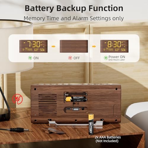 raynic digital alarm clock, 8.7" large led display, front angle view