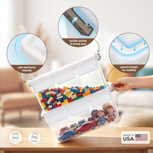 citylife 17qt clear craft organizers and storage box showing dimensions