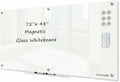 J&J worldwide Magnetic Glass Whiteboard 6' x 4', Large Frameless White Boards