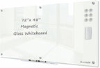 J&J worldwide Magnetic Glass Whiteboard 6' x 4', Large Frameless White Boards by JJworldwide