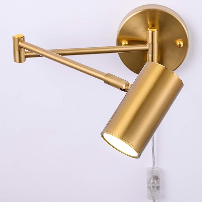 Ahaloye Gold Plug in Wall Sconces Set of 2, Modern Swing Arms Wall Lamp - Image 8