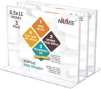 NIUBEE Acrylic Sign Holder 8.5x11 Inches 3 Pack Horizontal, T Shape Double by NIUBEE