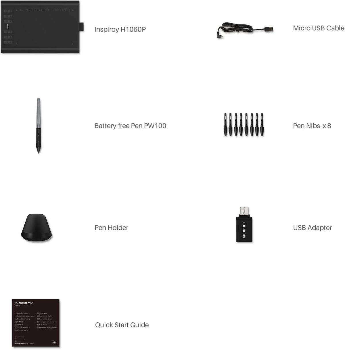 huion inspiroy h1060p graphics drawing tablet, 10 x, view 10