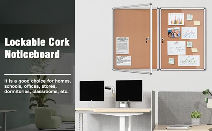 Mifuro 2 Pack 38"x28" Enclosed Bulletin Board, Lockable Weather-Resistant - Image 8