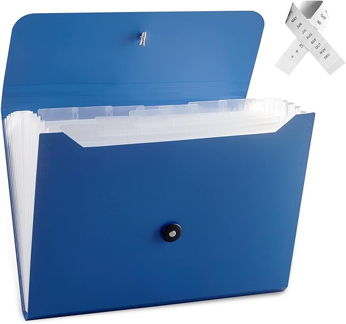 Nicfaec Expanding File Folder, 13 Pockets, Polypropylener, by Nicfaec