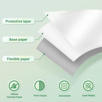 3 Rolls White Adhesive Thermal Paper for Phomemo M04S/M832/M833/M834 | 107mm x 3.5m, 4.3" Sticker Paper, Bluetooth Thermal Printer Labels for Photo, Receipt, DIY Journal, BPA Free