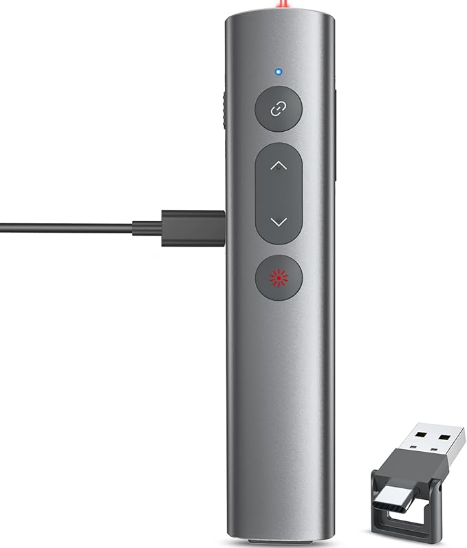 Wireless Presentation Clicker PowerPoint Remote: USB C A Presenter PPT Power by UBUYONE%C2%AE