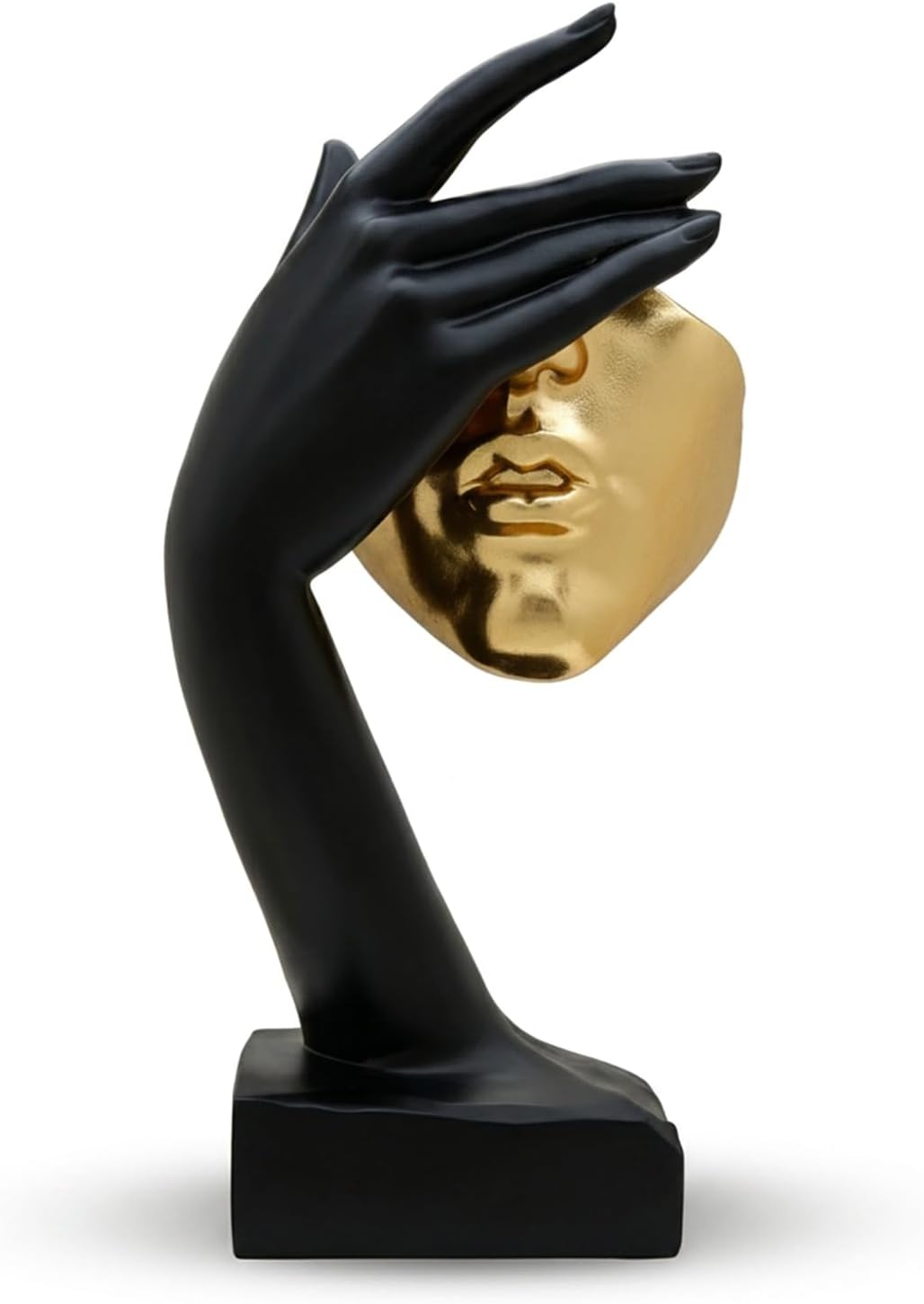 See No Evil Gold Resin Bust Sculpture, Abstract Shelf Decor