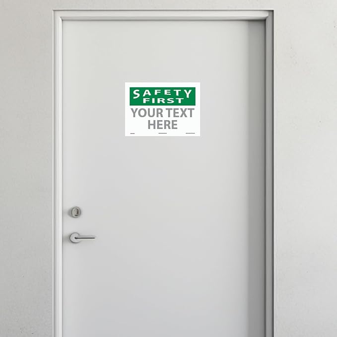 Custom OSHA Style Safety First Sign 10" x 14" Adhesive Vinyl Sign, Customizable - Image 3