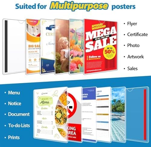 Magnetic Sign Holder Wall Mount 8.5 x 11, Plastic Door Display Frame - Image 7