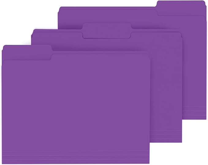 File Folder, PANDRI 120 Pack File Folder, 1/3 Cut Tab, Letter Size, Filing by PANDRI