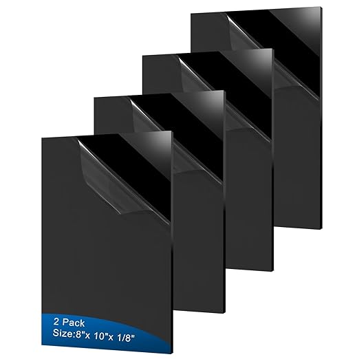 4 Pieces Black Acrylic Sheet, 8 x 10 Inch 1/8 Inch Thick, Home Decor, Display by ADTDA