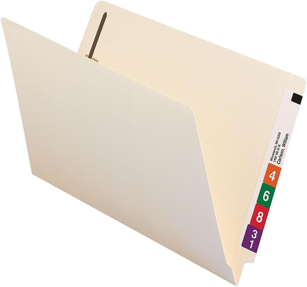 Smead End Tab Fastener File Folder, Shelf-Master Reinforced Straight-Cut, Legal Size, Manila, 50 per Box, 37115