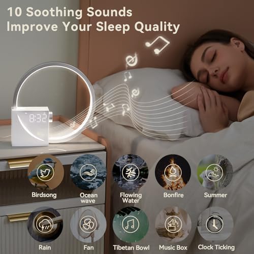 vivilumens sunrise digital alarm clock, white noise sound, close-up detail