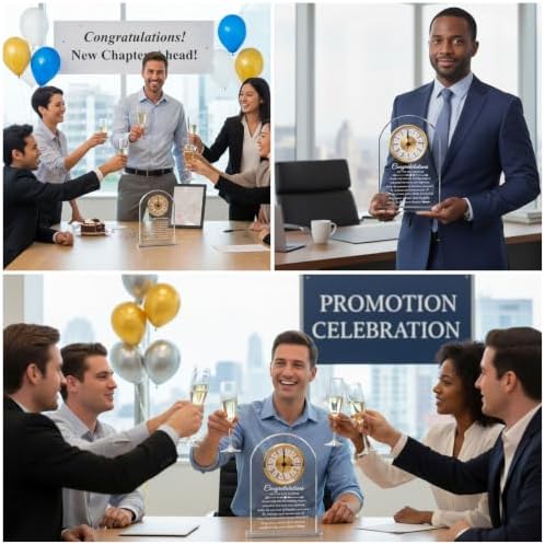 Movdyka Congratulation Gifts for Women Men, New Job Promotion Crystal Clock | Congratulation Gifts for Women Men, Congrats on New Job Promotion Gift for Coworkers Leader Employee, Crystal Plaque Decor